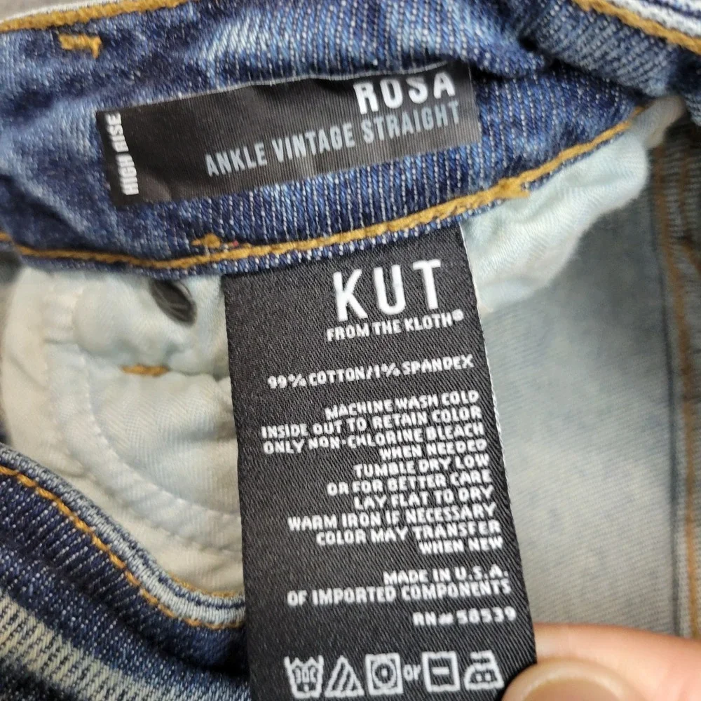 Kut From The Kloth Jeans Womens 0 Blue Denim High Rise Ankle VTG Straight Preppy - Picture 13 of 13